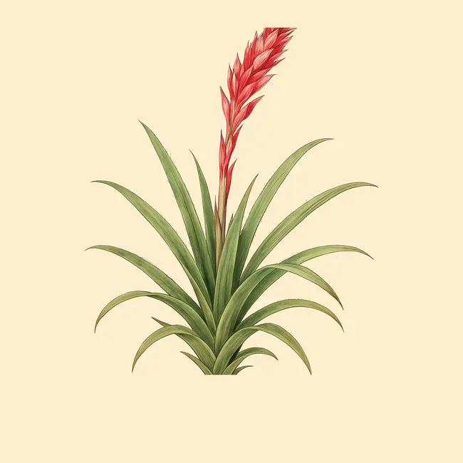 Fernseea – Botanische Illustration des Habitus