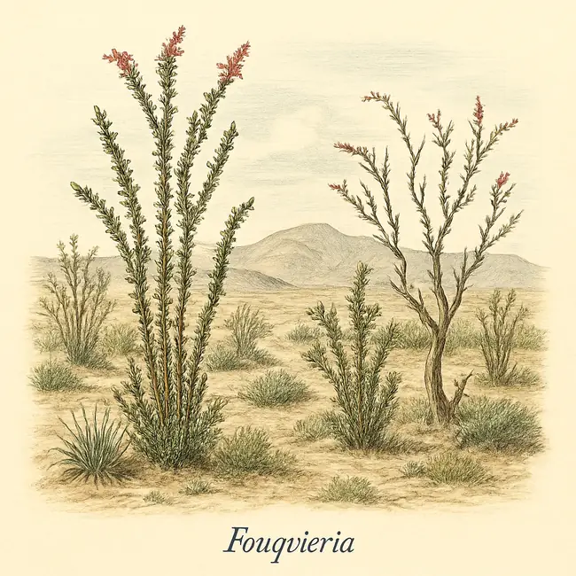 Fouquieria – Botanische Illustration des natürlichen Lebensraums