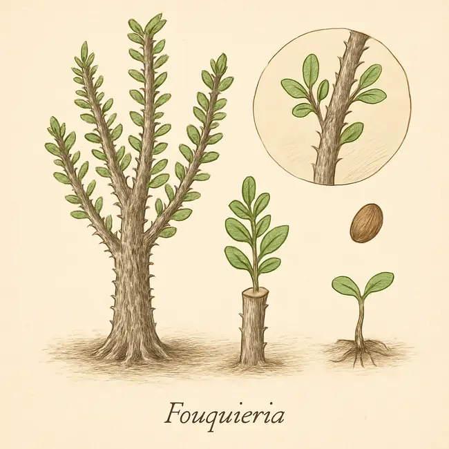 Fouquieria – Botanische Illustration der Vermehrung