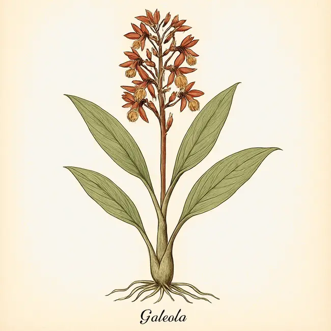 Galeola – Botanische Illustration des Habitus