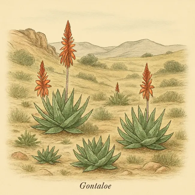 Gonialoe – Botanische Illustration des natürlichen Lebensraums