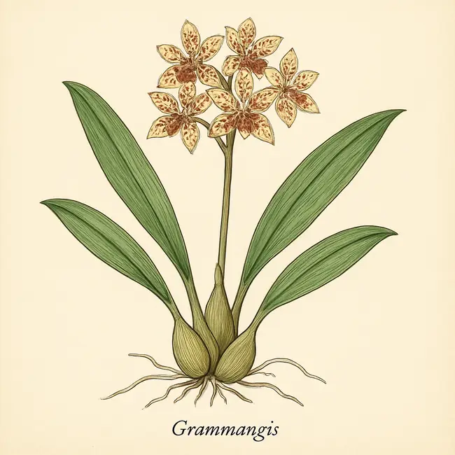 Grammangis – Botanische Illustration des Habitus