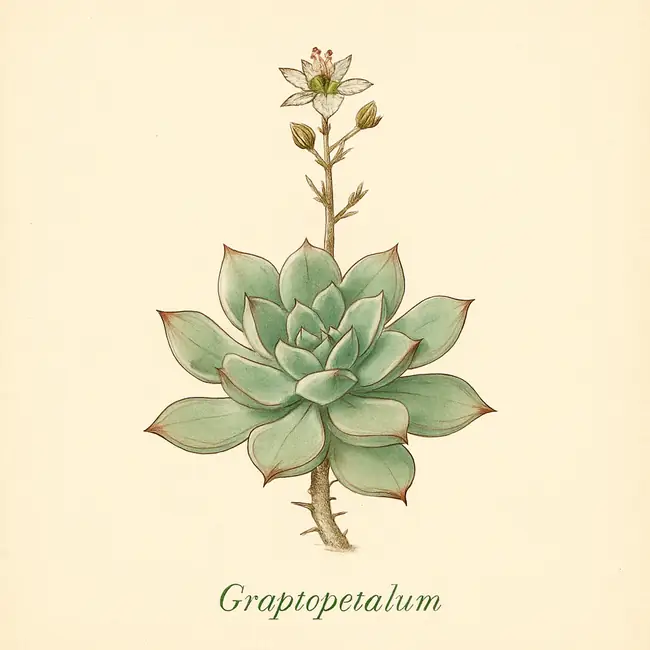 Graptopetalum – Botanische Illustration des Habitus