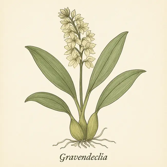 Gravendeelia – Botanische Illustration des Habitus