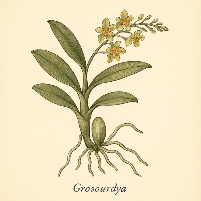 Grosourdya – Botanische Illustration des Habitus