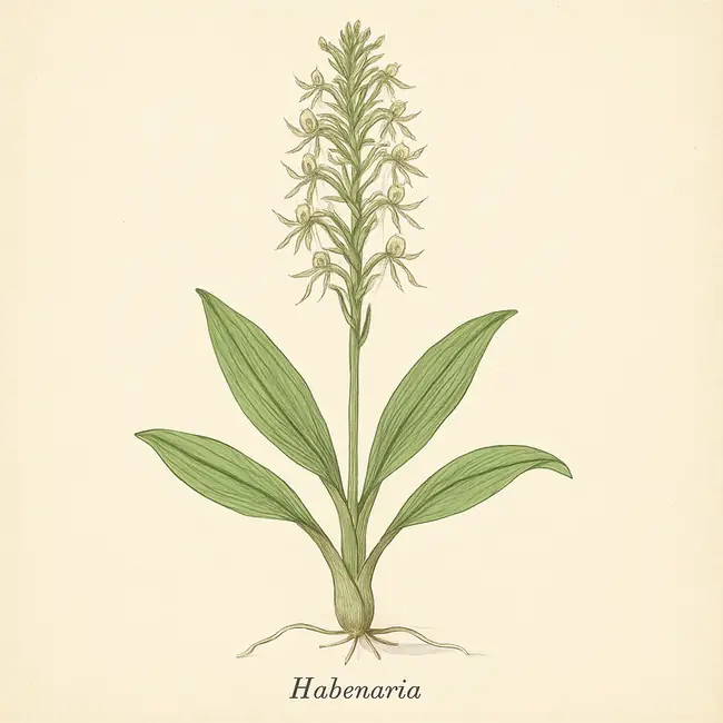 Habenaria – Botanische Illustration des Habitus