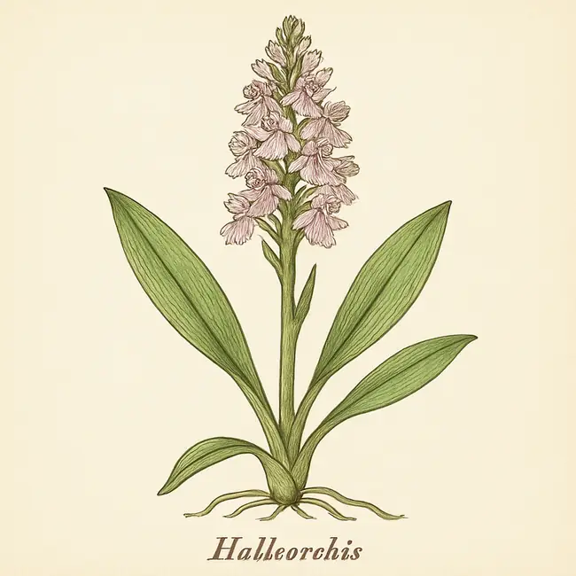 Halleorchis – Botanische Illustration des Habitus
