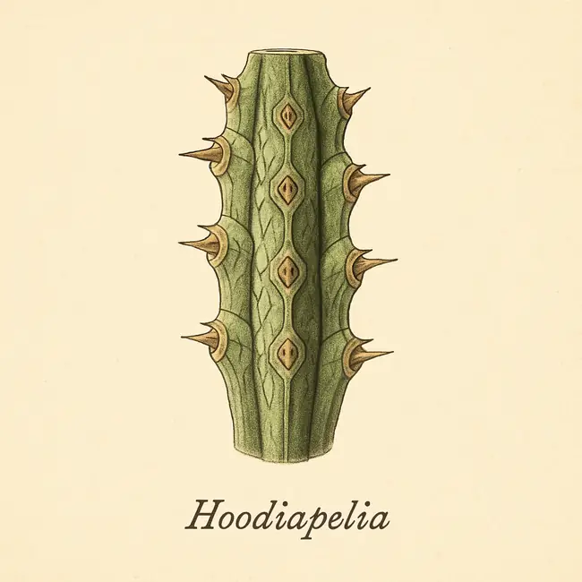 Hoodiapelia – Botanische Detailillustration