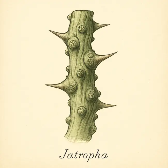 Jatropha – Botanische Detailillustration