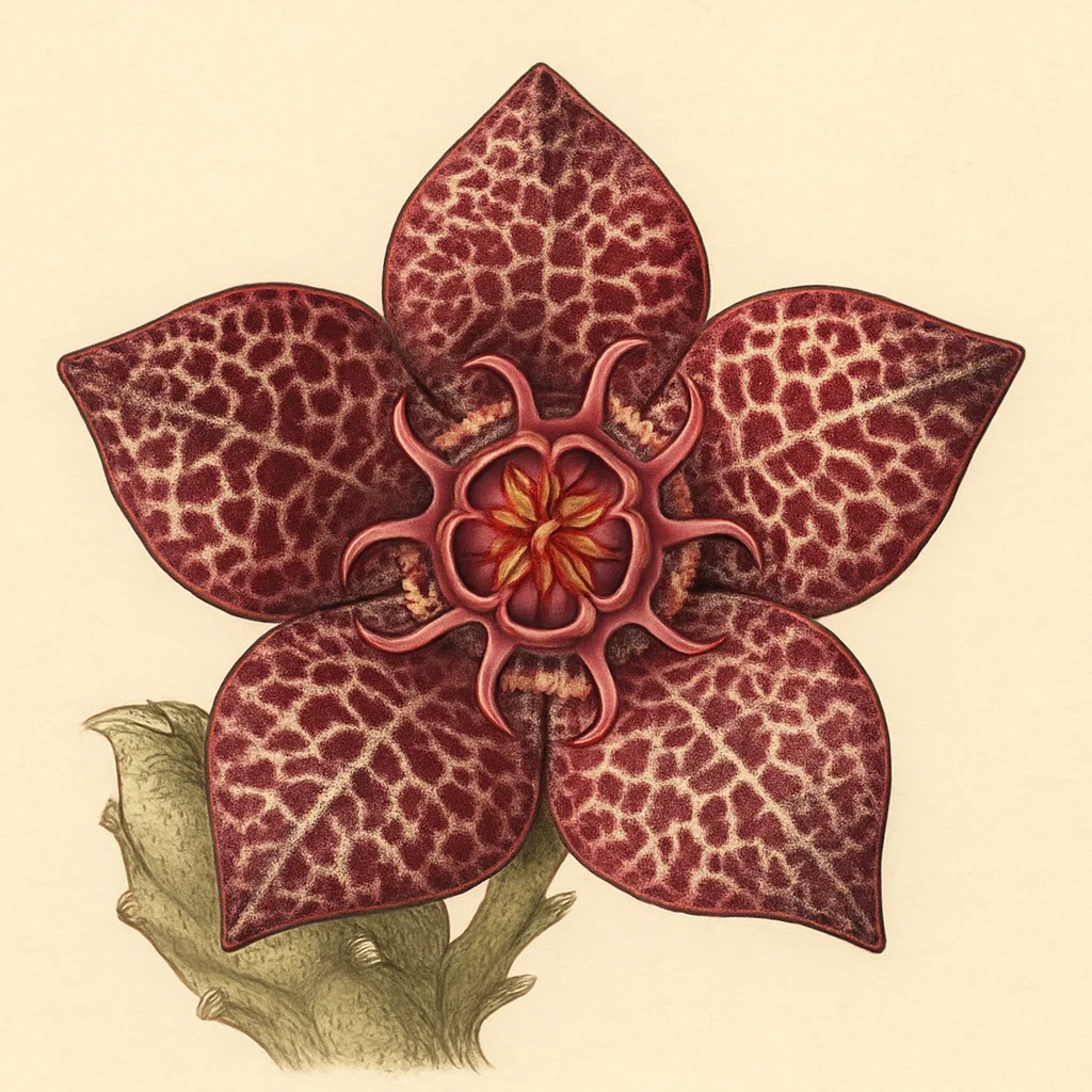 Larryleachia – Botanische Illustration der Blüte