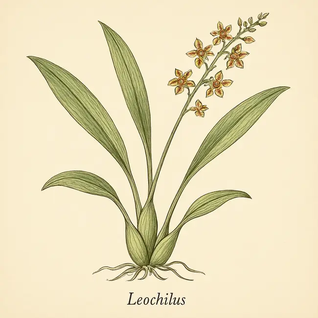 Leochilus – Botanische Illustration des Habitus