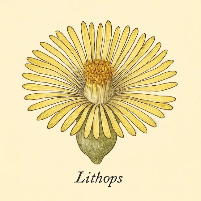 Lithops – Botanische Illustration der Blüte