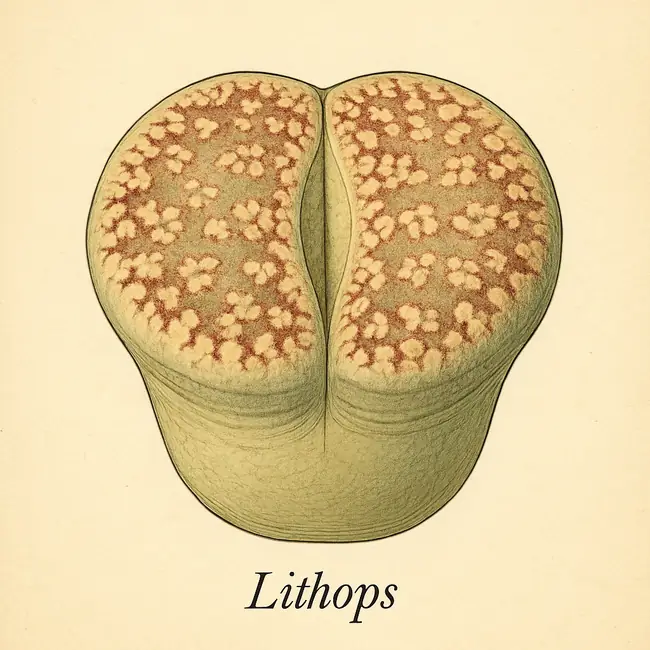 Lithops – Botanische Detailillustration
