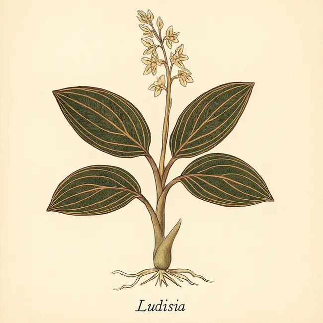 Ludisia – Botanische Illustration des Habitus