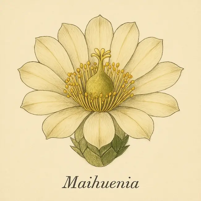 Maihuenia – Botanische Illustration der Blüte