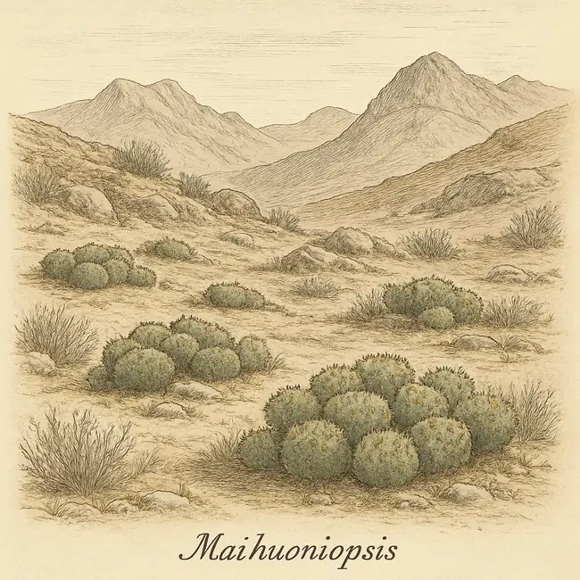 Maihueniopsis – Botanische Illustration des natürlichen Lebensraums