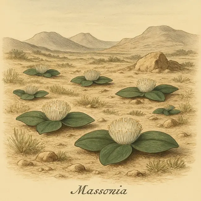 Massonia – Botanische Illustration des natürlichen Lebensraums
