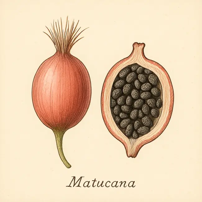 Matucana – Botanische Illustration von Frucht und Samen