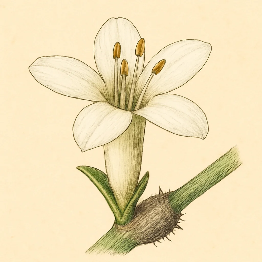 Myrmecodia – Botanische Illustration der Blüte