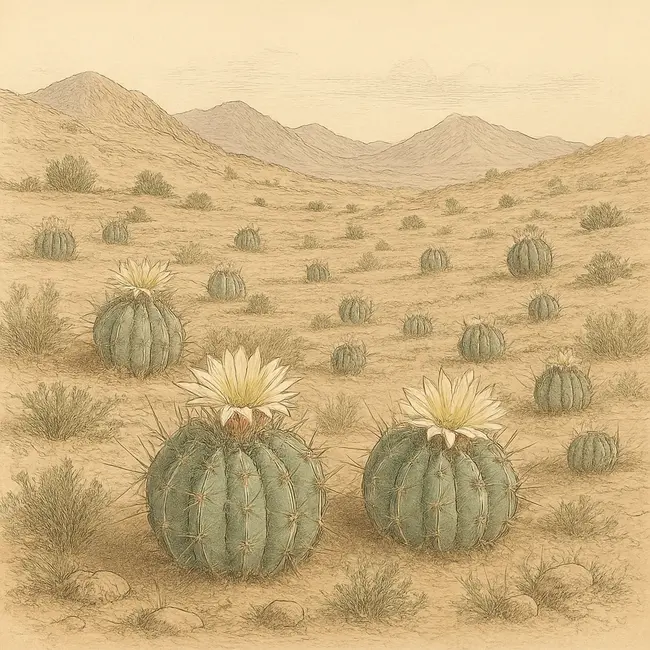 Neochilenia – Botanische Illustration des natürlichen Lebensraums