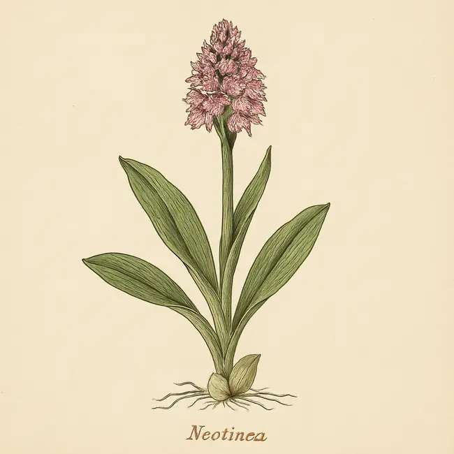 Neotinea – Botanische Illustration des Habitus
