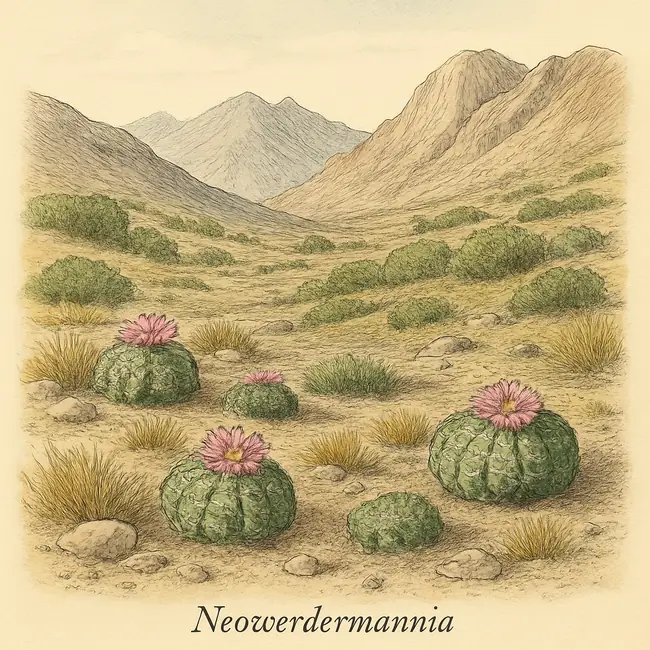 Neowerdermannia – Botanische Illustration des natürlichen Lebensraums