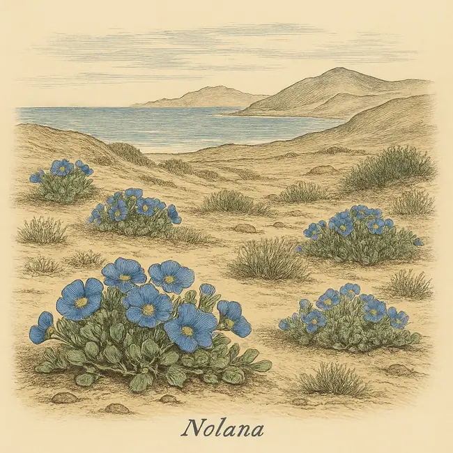 Nolana – Botanische Illustration des natürlichen Lebensraums