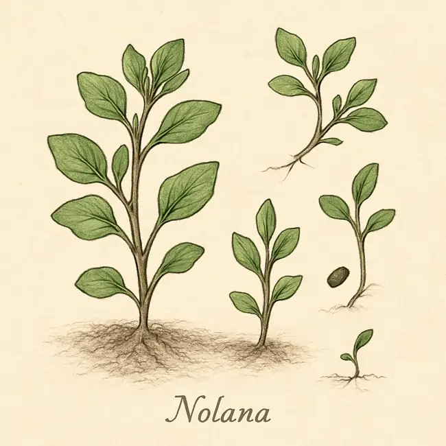 Nolana – Botanische Illustration der Vermehrung