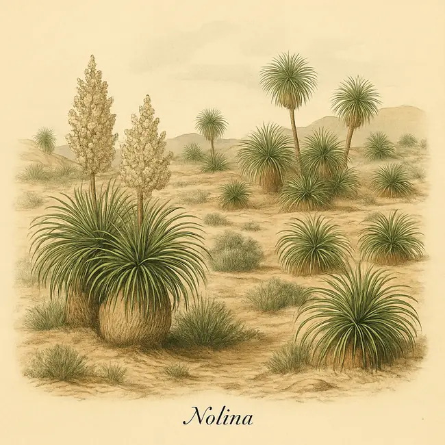 Nolina – Botanische Illustration des natürlichen Lebensraums