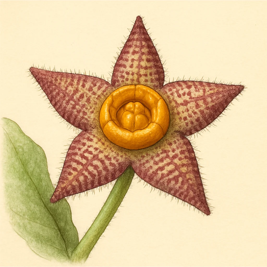 Notechidnopsis – Botanische Illustration der Blüte