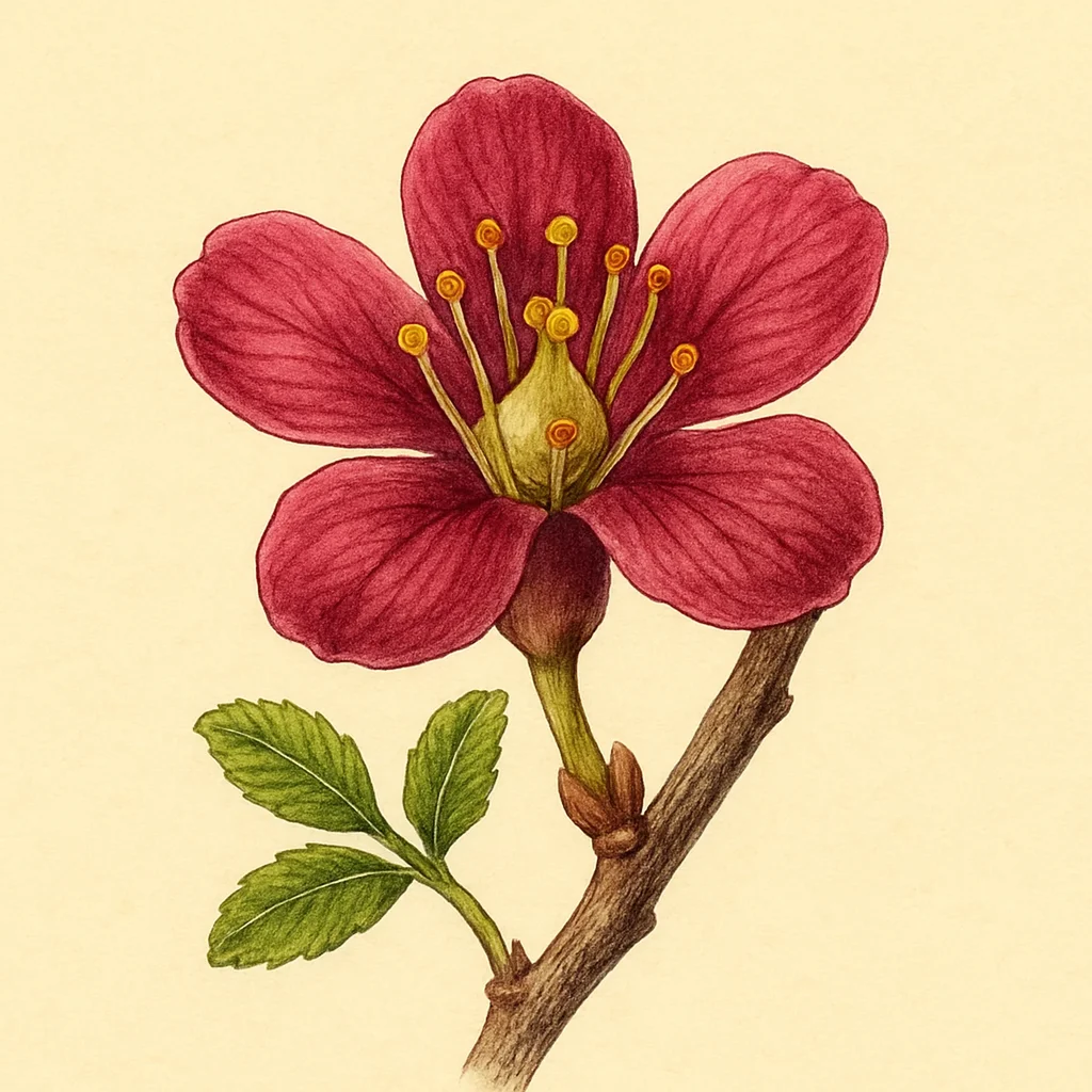 Operculicarya – Botanische Illustration der Blüte