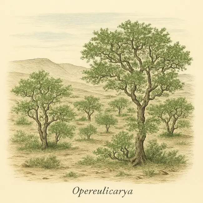 Operculicarya – Botanische Illustration des natürlichen Lebensraums