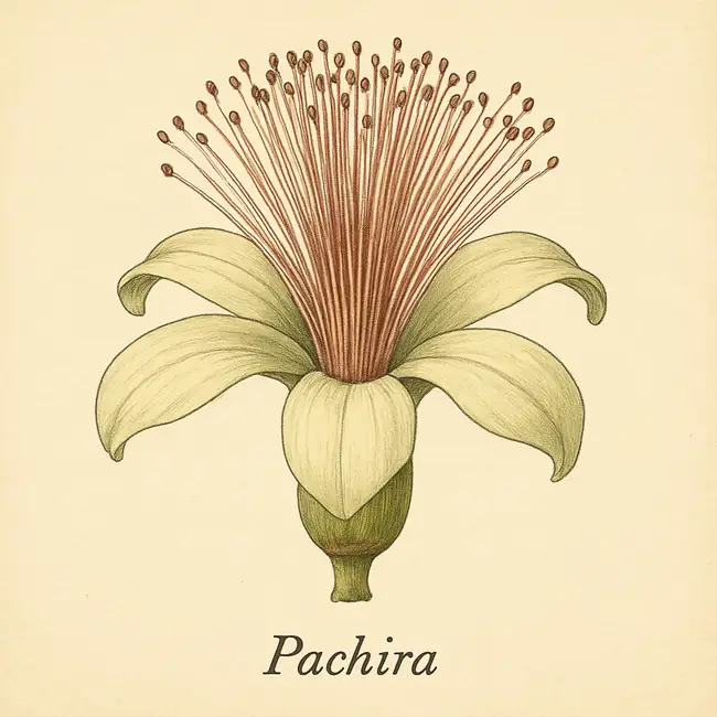 Pachira – Botanische Illustration der Blüte