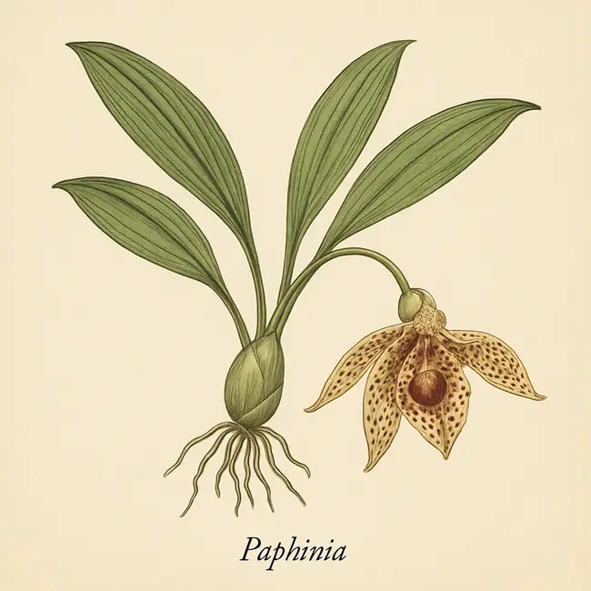 Paphinia – Botanische Illustration des Habitus