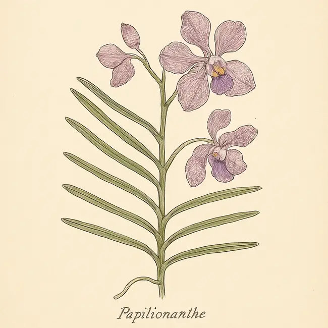 Papilionanthe – Botanische Illustration des Habitus