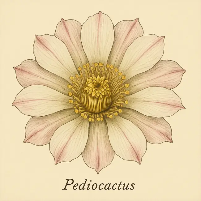 Pediocactus – Botanische Illustration der Blüte