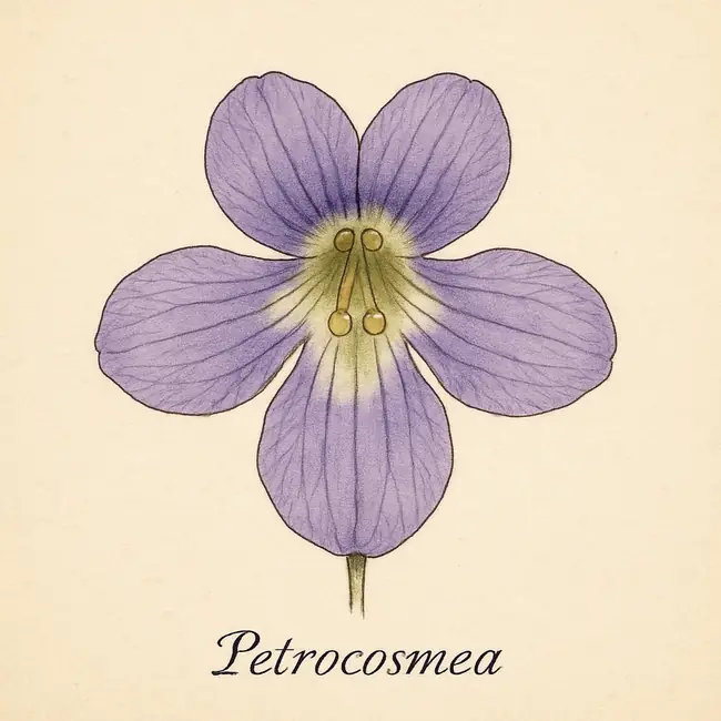 Petrocosmea – Botanische Illustration der Blüte