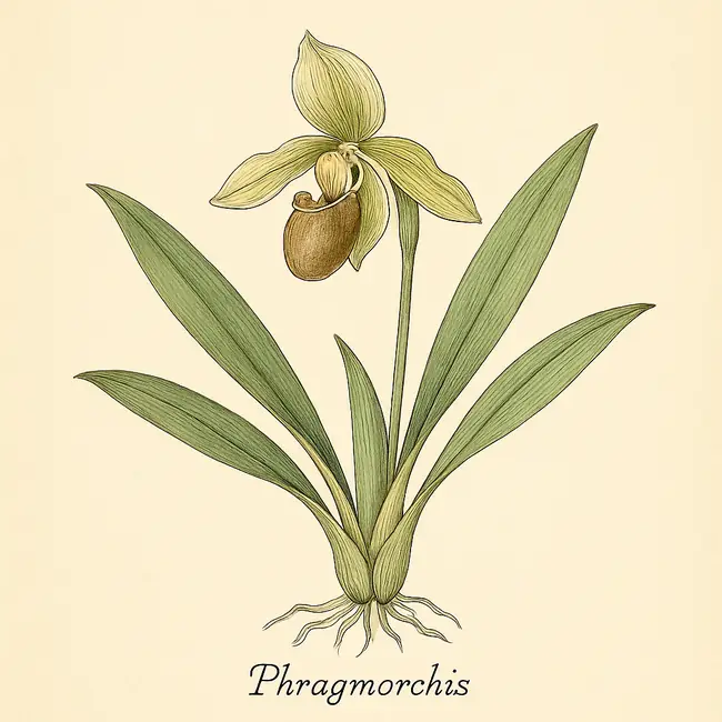 Phragmorchis – Botanische Illustration des Habitus