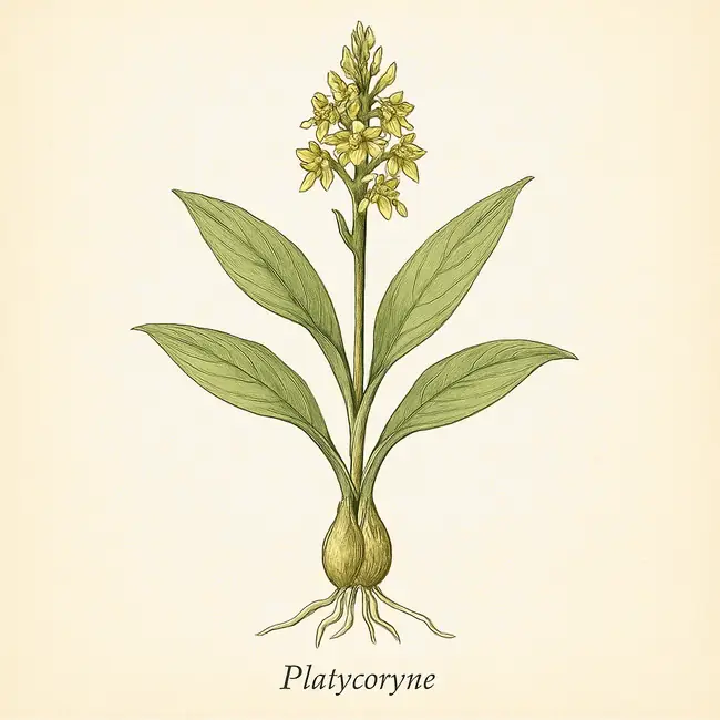 Platycoryne – Botanische Illustration des Habitus