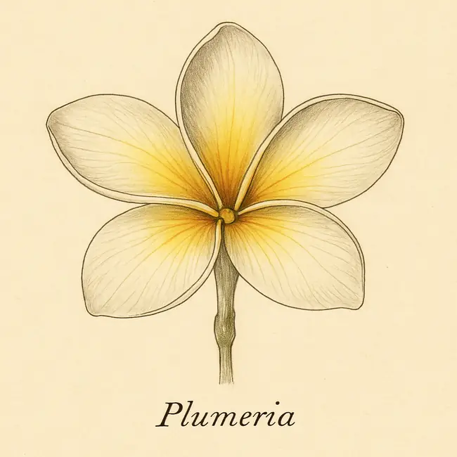 Plumeria – Botanische Illustration der Blüte