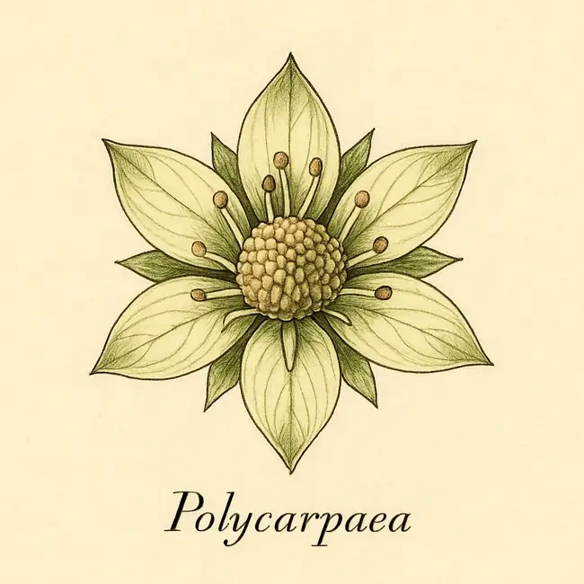 Polycarpaea – Botanische Illustration der Blüte