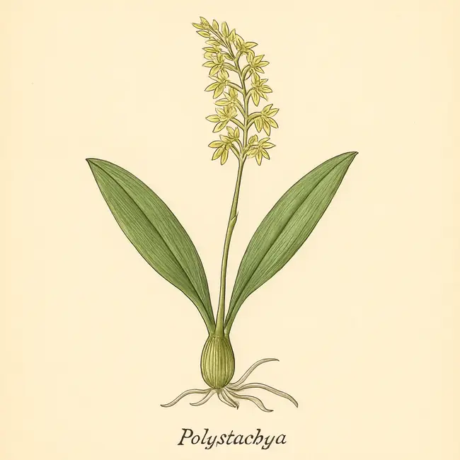 Polystachya – Botanische Illustration des Habitus