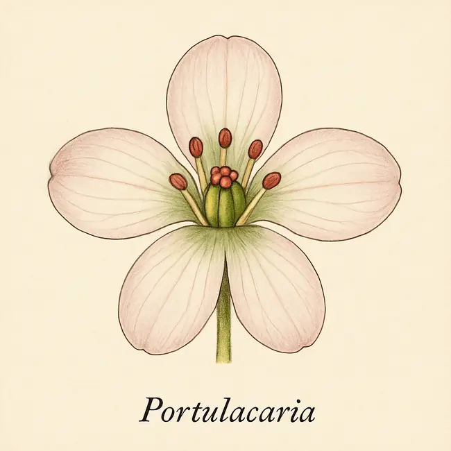 Portulacaria – Botanische Illustration der Blüte