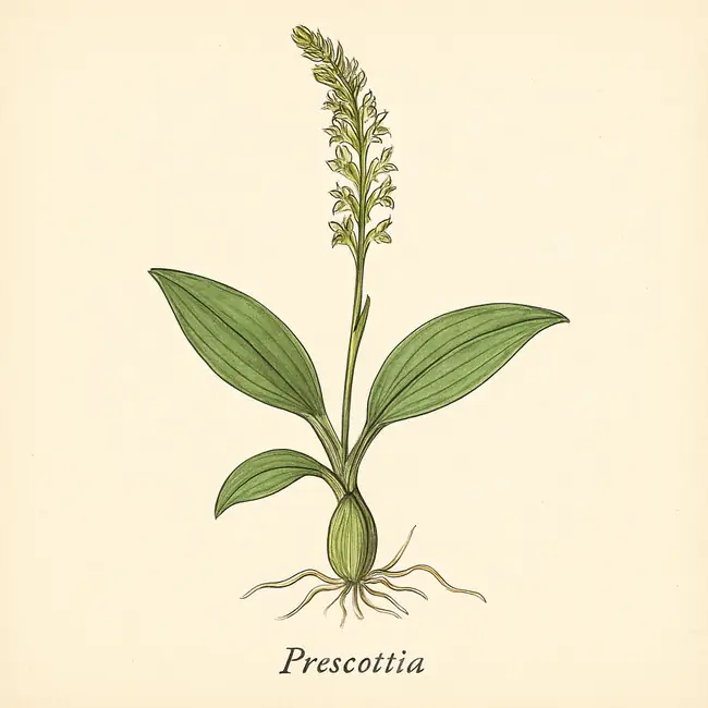 Prescottia – Botanische Illustration des Habitus