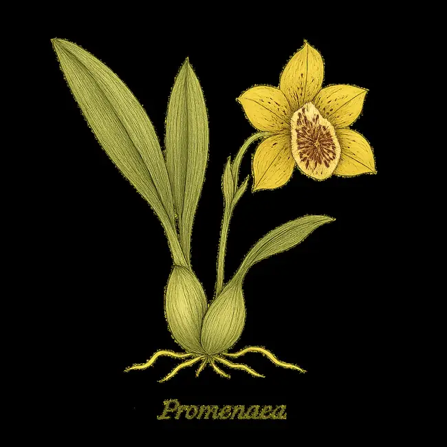 Promenaea – Botanische Illustration des Habitus