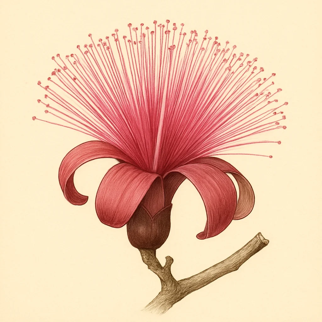 Pseudobombax – Botanische Illustration der Blüte