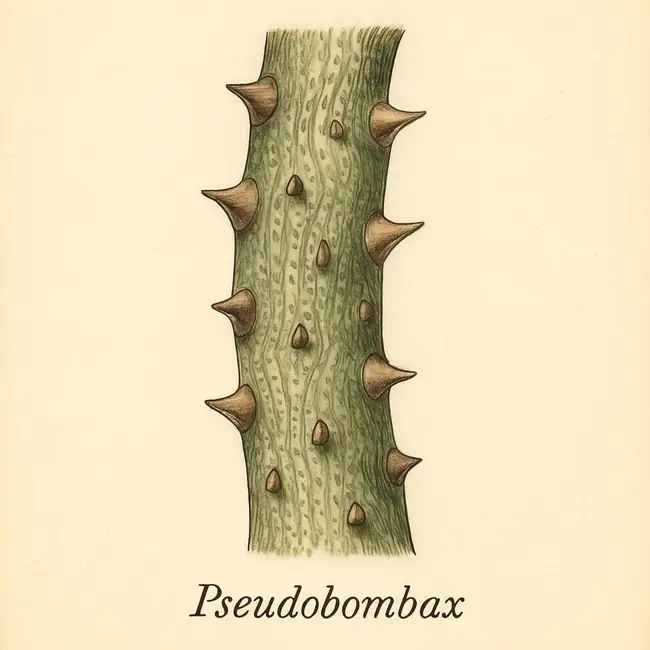 Pseudobombax – Botanische Detailillustration