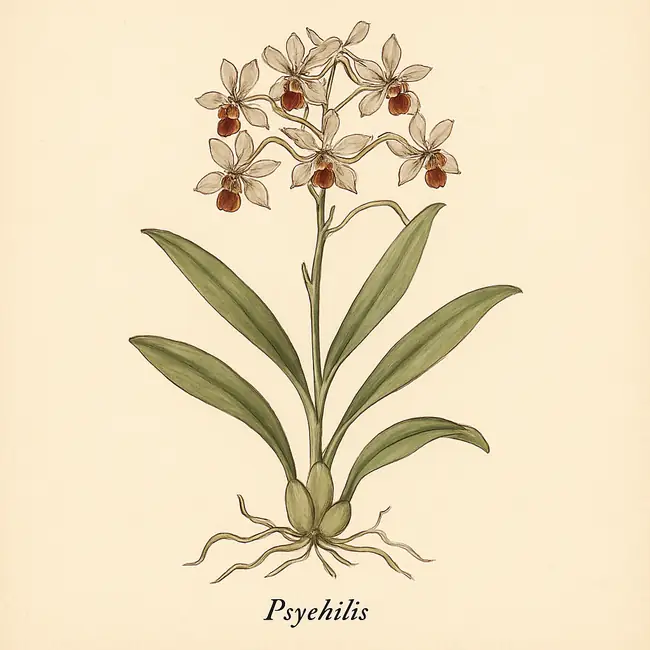 Psychilis – Botanische Illustration des Habitus