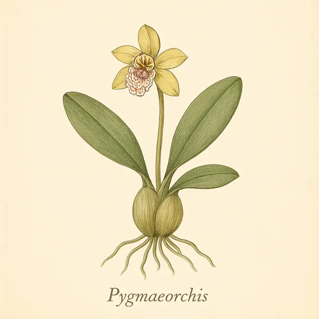 Pygmaeorchis – Botanische Illustration des Habitus