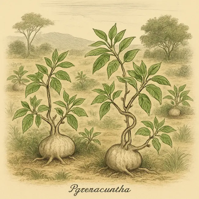 Pyrenacantha – Botanische Illustration des natürlichen Lebensraums
